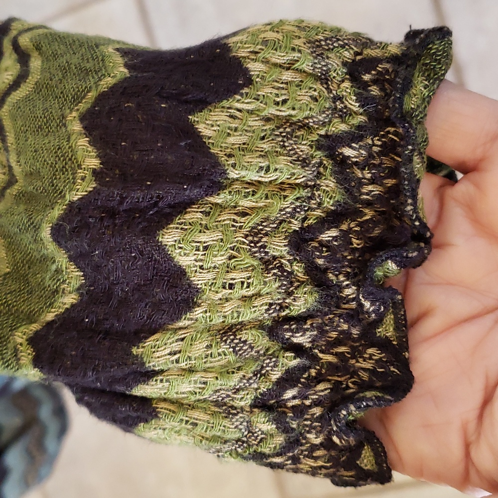 Vintage Y2K HALE BOB Boho Woven Mini Dress • Olive Green Turquoise Chevron • XS - Picture 8 of 12